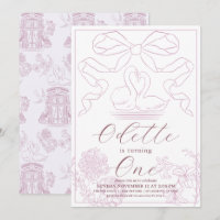 Swan Pink Toile de Jouy Girl 1st Birthday