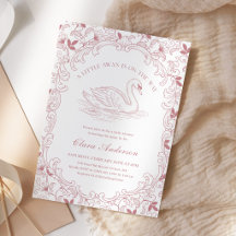 Swan Pink Toile Girl Baby Shower