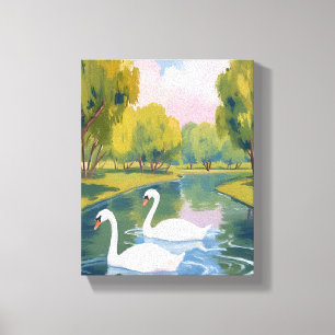 Swan Pond Boston Common Massachusetts Watercolor Canvas Print