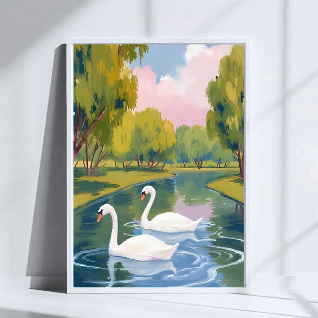 Swan Pond Boston Common Massachusetts Watercolor Poster (Creator Uploaded)