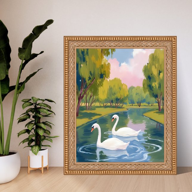 Swan Pond Boston Common Massachusetts Watercolor Poster (Creator Uploaded)
