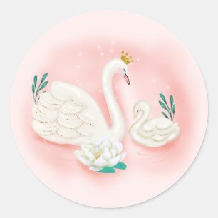 Swan Pond Gold Pink Baby Shower Envelope Seal