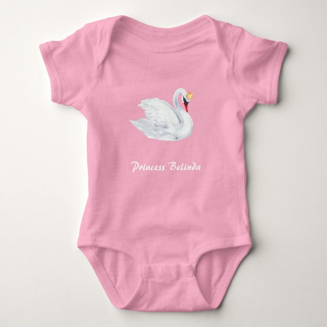 Swan Princess And Baby´s Name Baby Bodysuit (Front)