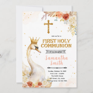 Swan Princess Baptism Party Invitation