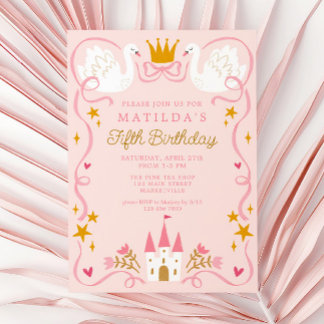 Swan Princess Birthday Invitation