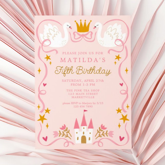 Swan Princess Birthday Invitation (Creator Uploaded)