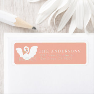 Swan Princess Modern Pink Return Address