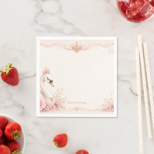 Swan Princess Pink Fairy Tale Birthday Party Napkin