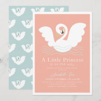 Swan Princess Pink Modern Girl Baby Shower