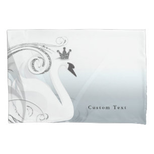 Swan Princess Silver & White Elegant Fairy Tale Pillowcase