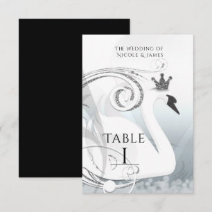 Swan Princess Silver & White Elegant Table Number