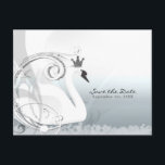 Swan Princess Silver & White Save the Date Announcement Postcard<br><div class="desc">Swan Princess Silver & White Save the Date Postcard. Personalised for any event.</div>