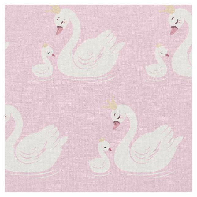 Swan Queen Princess Crown Baby Cute Nursery Fabric (Close Up)
