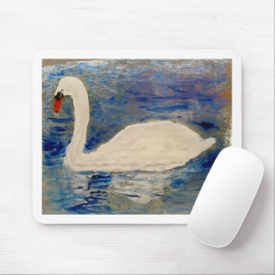 Swan Reflections Custom Border Colour Mouse Pad