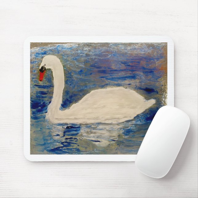 Swan Reflections Custom Border Colour Mouse Pad (With Mouse)