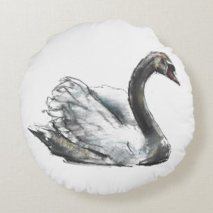 Swan Round Cushion