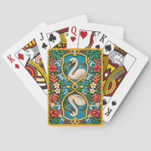 Swan, Still Lake Clay Art Playing Cards