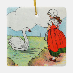 Swan, Swan Over the Sea Mother Goose Nursery Rhyme Ceramic Ornament