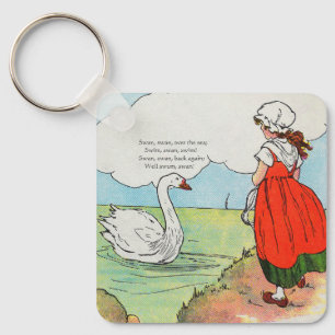 Swan, Swan Over the Sea Mother Goose Nursery Rhyme Key Ring
