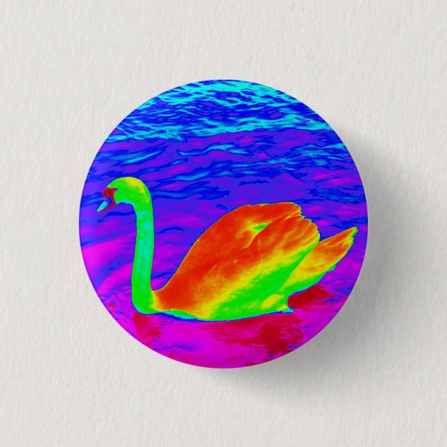 Swan Swimming 3 Cm Round Badge (Front)