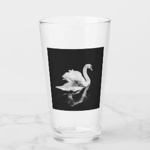 Swan Swimming Black and White Glass