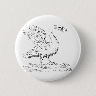 Swan Symbol of Love and Fidelity Fine Art 6 Cm Round Badge