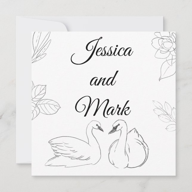 Swan Theme Wedding Enclosure Card (Front)