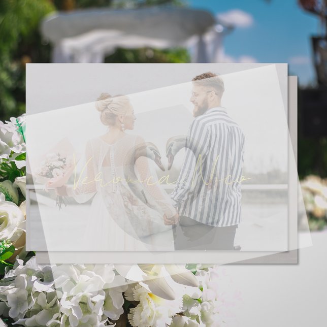 Swan Vellum Overlay Paper Invitations (Vellum Overlay Paper Vellum Invitations)