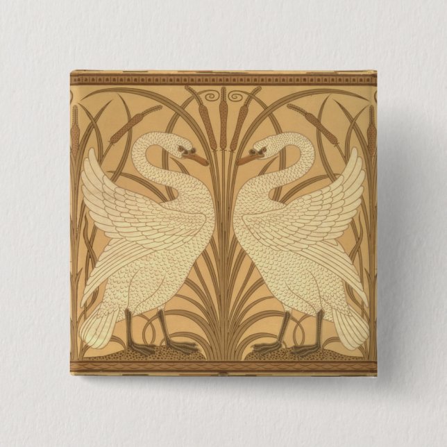 Swan wallpaper design 15 cm square badge (Front)