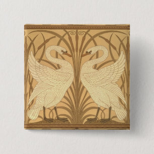 Swan wallpaper design 15 cm square badge