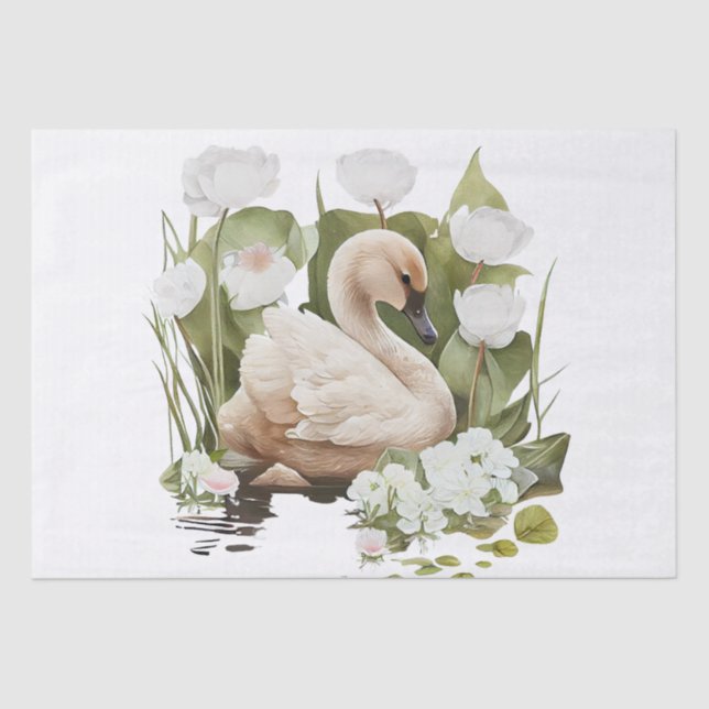 Swan Watercolor Tissue Paper (Front)