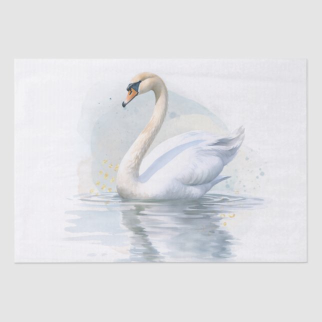 Swan Watercolor Tissue Paper (Front)