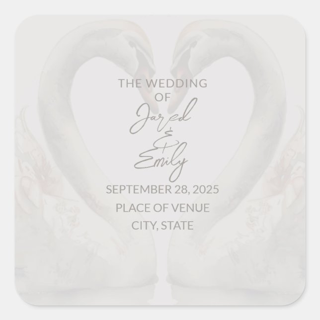 Swan Wedding Custom Text Sticker (Front)