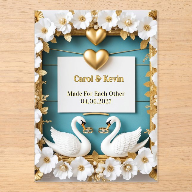 Swan Wedding Frame For Luxury Wedding Decor ✨ Acrylic Invitations (Front)