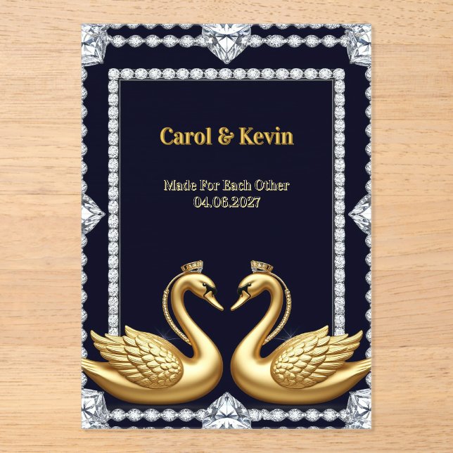 Swan Wedding Frame For Luxury Wedding Decor ✨ Acrylic Invitations (Front)