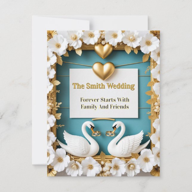 Swan Wedding Frame For Luxury Wedding Decor ✨ RSVP Card (Front)