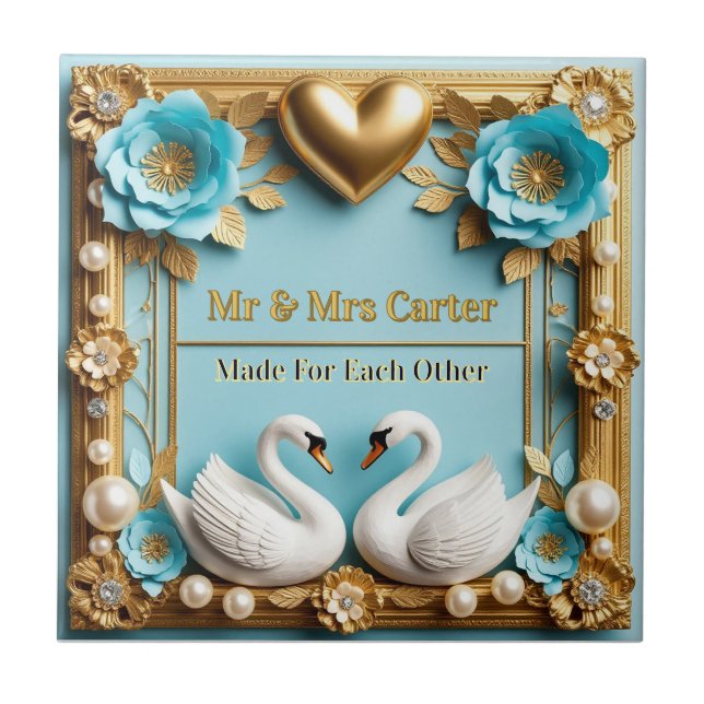 Swan Wedding Frame For Luxury Wedding Decor ✨ Tile (Front)