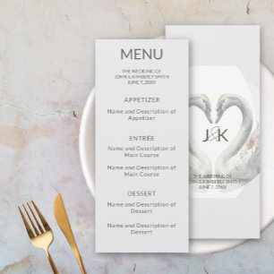 Swan Wedding Monogram Flat Menu