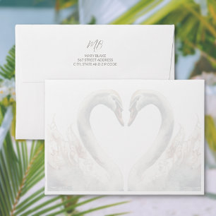 Swan Wedding Monogram Return Address Envelopes