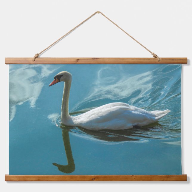 Swan with Cloud Reflections Hanging Tapestry (Front)