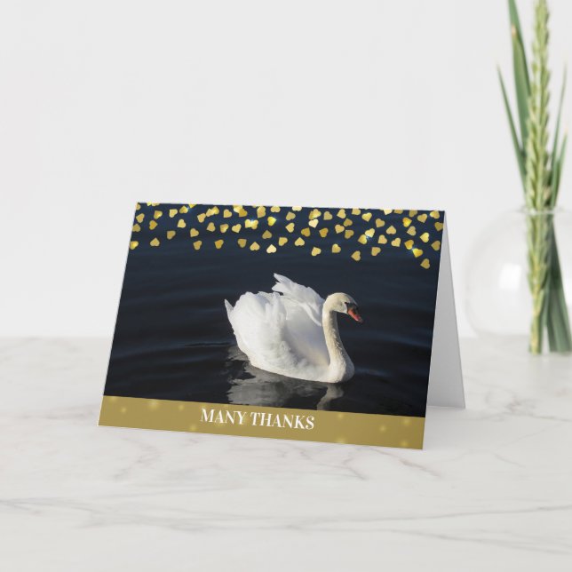 Swan with Gold Hearts Card (Front)