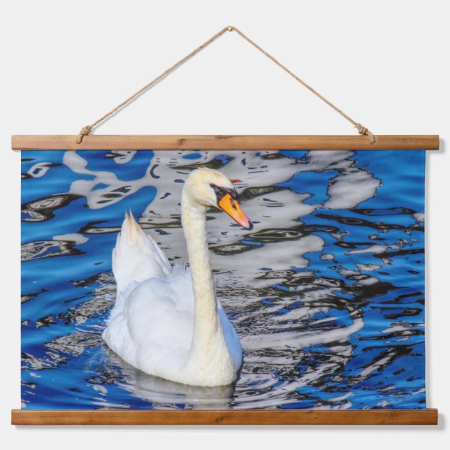 Swan with Reflections Hanging Tapestry (Front)