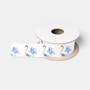 swan wtaercolour satin ribbon