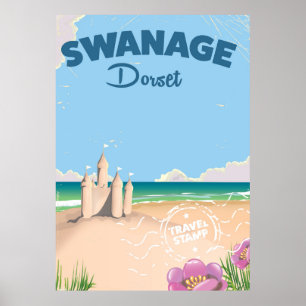 Swanage Dorset vintage seaside travel poster