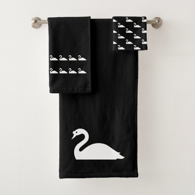 Swane Bath Black and white towel set (Insitu)