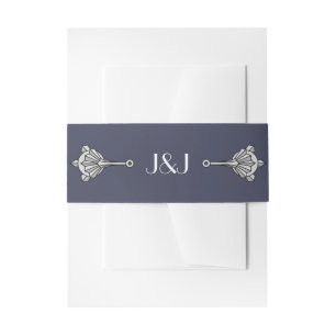 Swanky Art Deco in Blue Invitation Belly Band