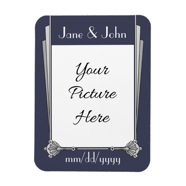 Swanky Art Deco in Blue Save-the-Date Magnet (Vertical)