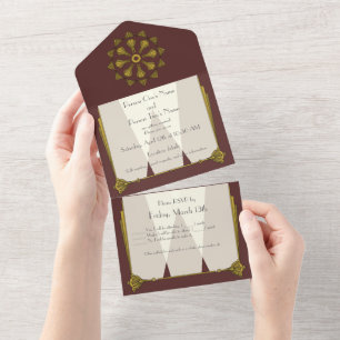 Swanky Art Deco in Red All In One Invitation