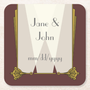 Swanky Art Deco in Red Paper Coaster