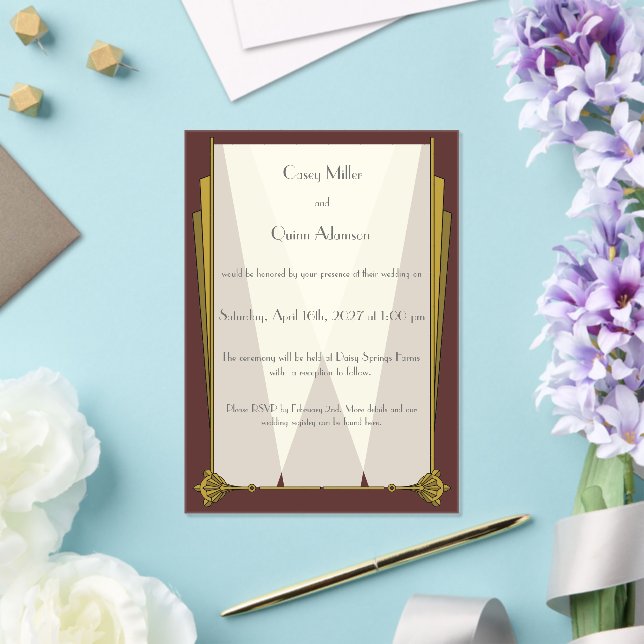 Swanky Art Deco in Red Wedding Acrylic Invitations (Insitu (Wedding))